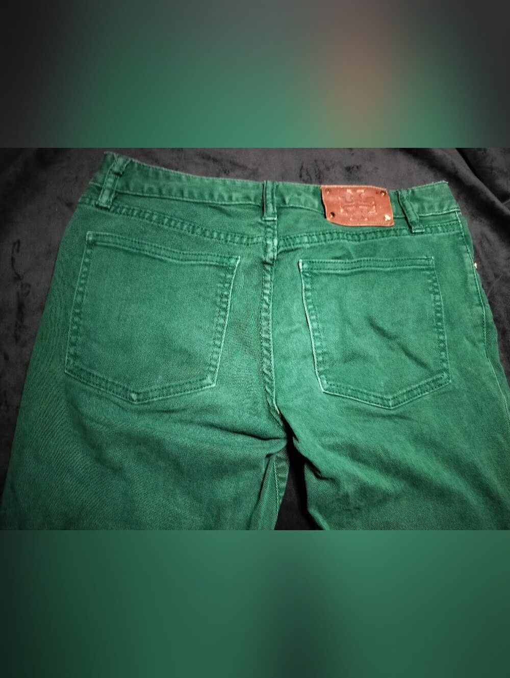 Tory Burch Ivy Super Skinny Denim Stretch Jeans Emerald Green Size 27 - Picture 6 of 8